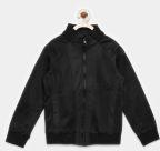 Flying Machine Black Solid Biker Jacket Boys