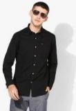 Flying Machine Black Solid Regular Fit Casual Shirt men