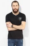 Flying Machine Black Solid V Neck T Shirt men