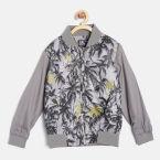 Flying Machine Grey Printed Bomber Jacket Boys