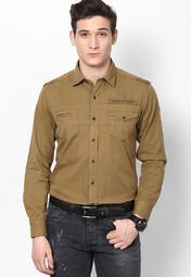 Flying Machine Khaki Causal Shirts Men