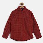 Flying Machine Maroon Printed Regular Fit Casual Shirt boys