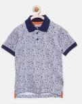 Flying Machine Navy Blue Printed Polo Collar T Shirt Boys