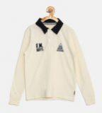 Flying Machine Off White Solid Polo T Shirt Boys