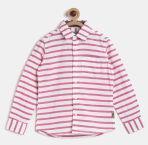 Flying Machine Pink & White Striped Casual Shirt boys