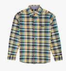 Flying Machine Yellow Checked Slim Fit Casual Shirt Boys