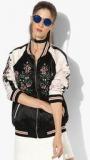 Forever 21 Black Embroidered Summer Jacket Women