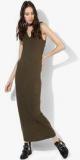 Forever 21 Olive Coloured Solid Maxi Dress Women