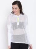 Forever 21 White Solid Hooded Mesh Sporty Jacket Women