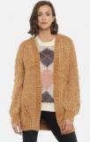 FOREVER 21 Women Brown Self Design Front Open Sweater