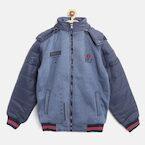 Fort Collins Blue Solid Bomber Jacket With Detachable Hood Boys