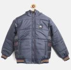 Fort Collins Boys Navy Blue Solid Hooded Bomber Jacket