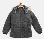 Fort Collins Girls Black Solid Parka Jacket with Detachable Hood