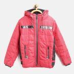 Fort Collins Red Solid Hooded Padded Jacket Boys