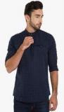 Freehand Navy Blue Checked Kurta Men