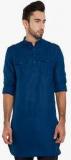 Freehand Navy Blue Solid Kurta Men