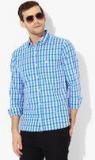 French Connection Blue Checked Slim Fit Casual Shirt Men