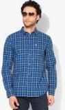 French Connection Blue Regular Fit Checked Casual Shirt Men