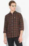 French Connection Brown & Charcoal Regular Fit Casual Shirt Men