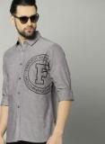 French Connection Grey Regular Fit Printed Casual Shirt Men