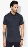 French Connection Navy Blue Printed Polo T Shirt men