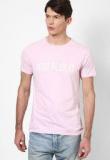 French Connection Pink Solid Round Neck T Shirt Men