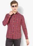 French Connection Red Regular Fit Checked Casual Shirt Men