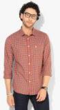 French Connection Rust & Blue Regular Fit Checked Casual Shirt men