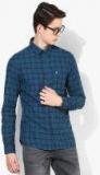 French Connection Teal Slim Fit Checked Casual Shirt Men