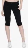 Fungus Black Solid Capri Women