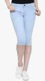 Fungus Light Blue Solid Capri Women