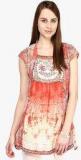 Fusion Beats Orange Printed Tunic Women