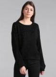 Gap Black Solid Pullover Sweater Women