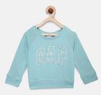 Gap Blue Glitter Logo Crew Pullover Girls