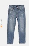 Gap Blue Regular Fit Mid Rise Mildly Distressed Medium Wash Jeans Girls