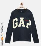 Gap Boys' Navy Logo Long Sleeve Pocket Tee Boys