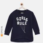 Gap Navy Blue Graphic Hi Lo Pullover Sweatshirt Girls