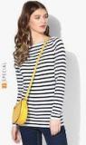 Gap Navy Blue Striped Boat Neck T Shirt Women