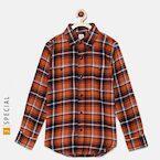 Gap ' Orange & Navy Flannel Long Sleeve Shirt Boys