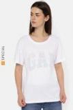 Gap White Self Design T Shirt Women