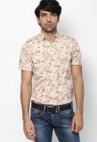 Gas Beige Printed Slim Fit Casual Shirt Men