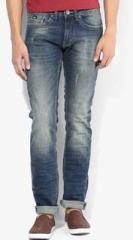 Gas Blue Low Rise Slim Fit Jeans men