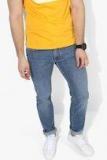 Gas Blue Solid Mid Rise Slim Fit Jeans Men