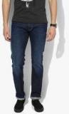 Gas Blue Washed Mid Rise Regular Fit Jeans Men