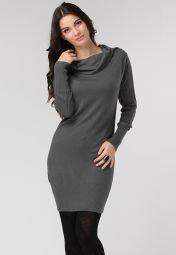 Gas Cowl Neck Garment Dyed Cotton Dress Women