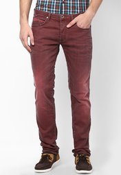 Gas Maroon Mitch Slim Fit Jeans Men