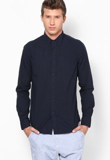 Gas Navy Blue Andrew Core Casual Shirt men