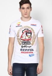 Gas White Honda Repsol Crew Neck T Shirt Men