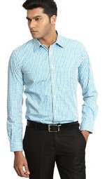 Genesis Checks Aqua Blue Slim Fit Formal Shirt men