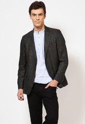 Genesis Full Sleeve Solids Black Blazers Men